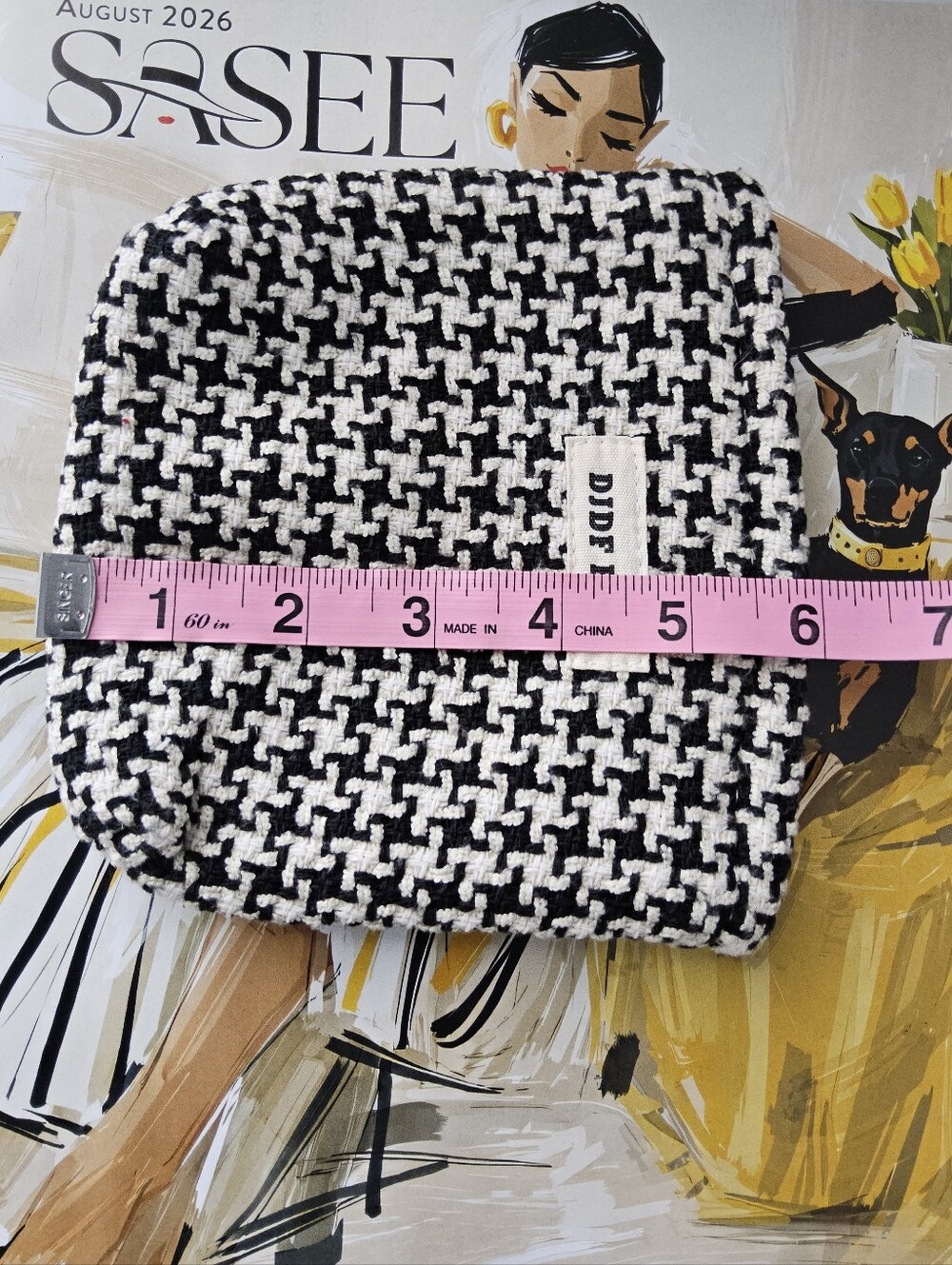 Houndstooth Black and White Cosmetic Bag - Picture 5 of 6